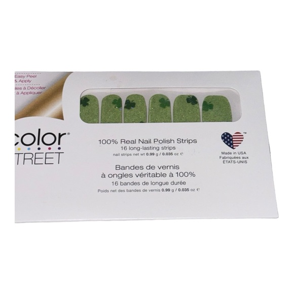 Color Street GET CLOVER IT Green Shamrock Glitter Nail Polish Strips - Picture 3 of 6